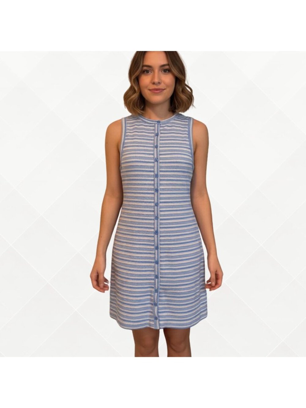Wild Fable Ribbed Mini Dress • L • NWT • Blue • Button Front